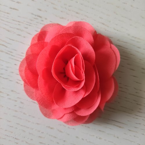 Fleur de pavot  en mousseline rouge orangée 80mm