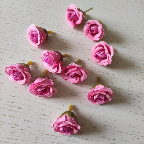 Petite rose en tissu 20mm rose violacé