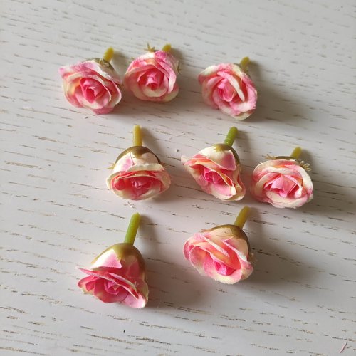 Petite rose en tissu 20mm rose et jaune