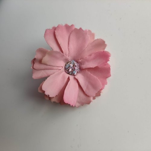 Fleur en tissu framboise  40mm
