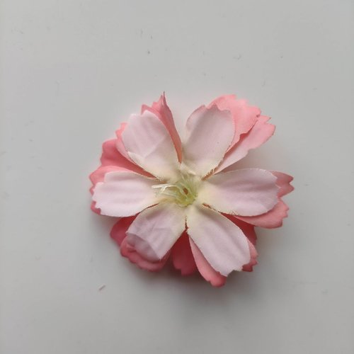 Fleur en tissu  peche et saumon  40mm