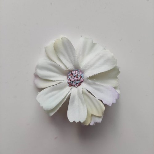 Fleur en tissu  vert clair  et mauve  40mm