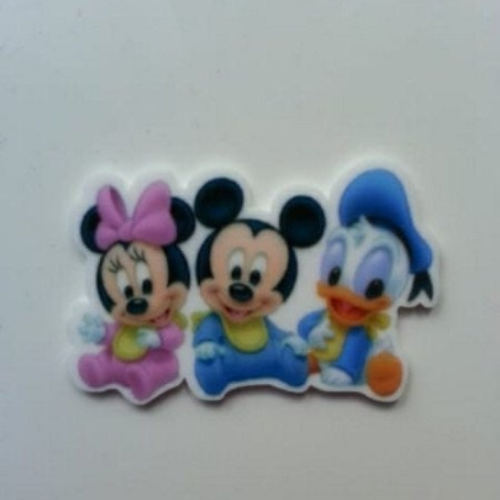 Cabochon plat en résine  minnie, mickey, donald  baby  50*32mm