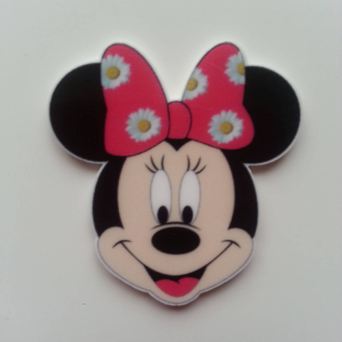 Minnie cabochon plat en résine tête   rouge et noir 40*38mm