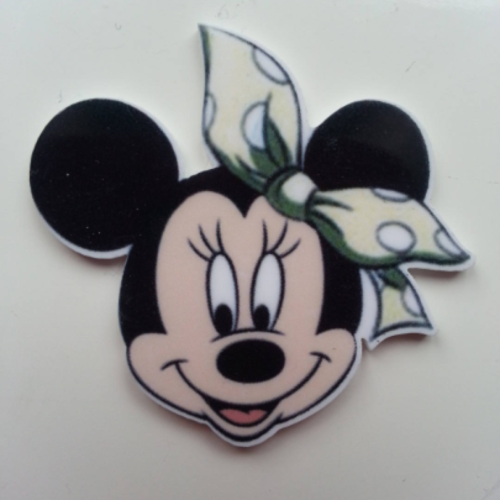 Minnie cabochon plat en résine  nœud ivoire  42*45mm