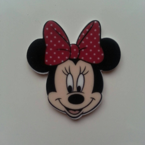 Minnie cabochon plat en résine  souris noeud rouge 40*38mm