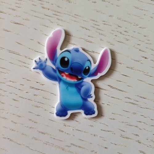 Cabochon plat en résine stitch bleu et rose  45*50mm