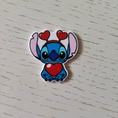 Cabochon plat en résine stitch antennes coeurs  33*35mm