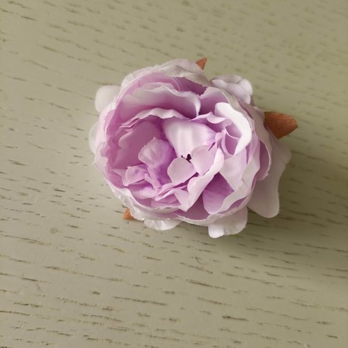 Fleur tissu pivoine mauve 50mm