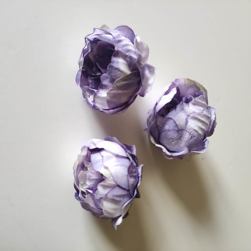 Fleur tissu pivoine mauve et violet  45mm