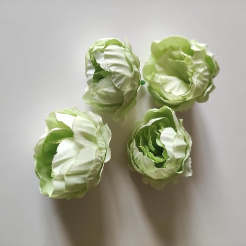Fleur tissu pivoine vert clair  45mm