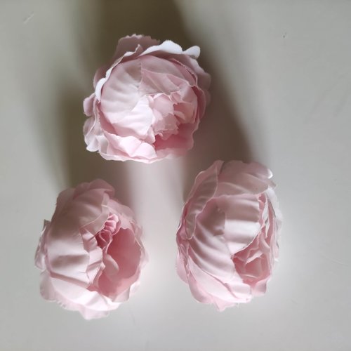 Fleur tissu pivoine rose pale  45mm