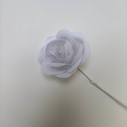 Fleur artificielle en toile de jute blanche 5m sur tige