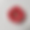 Fleur organza et dentelle centre perle et strass 50mm blanc et rouge