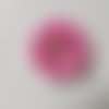 Fleur organza et dentelle centre perle et strass 50mm blanc et rose fuchsia