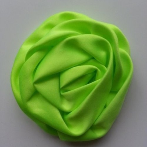 Fleur satin chiffonnée  vert 80mm