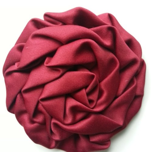 Fleur satin chiffonnée  bordeaux 80mm