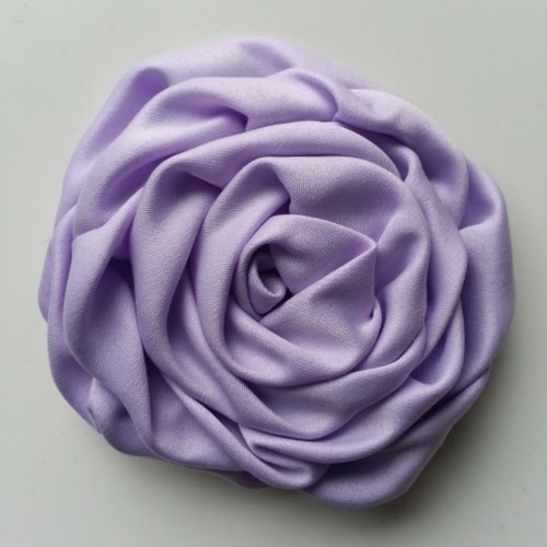 Fleur satin chiffonnée  mauve  80mm