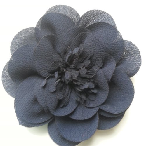 Grande fleur mousseline 10cm bleu marine