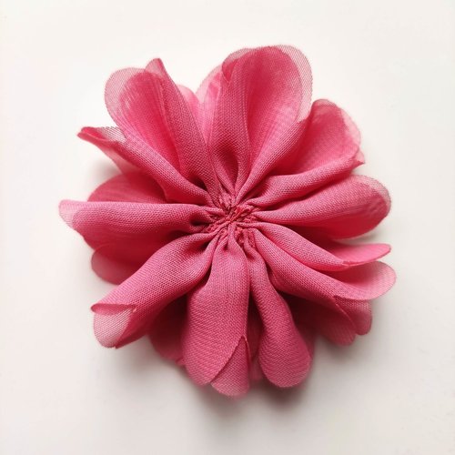 Fleur mousseline vieux rose  70mm