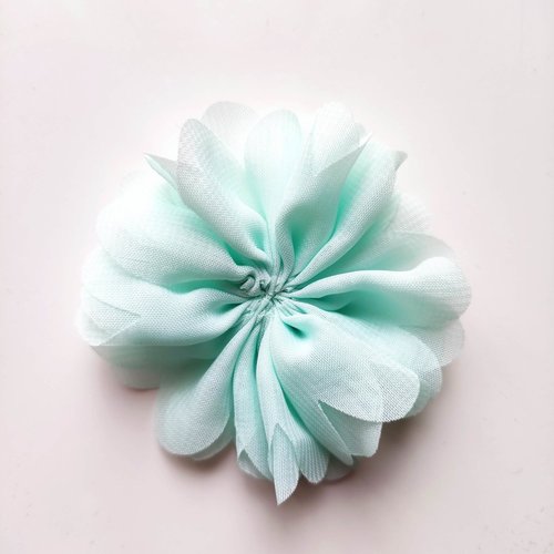 Fleur mousseline vert eau   70mm