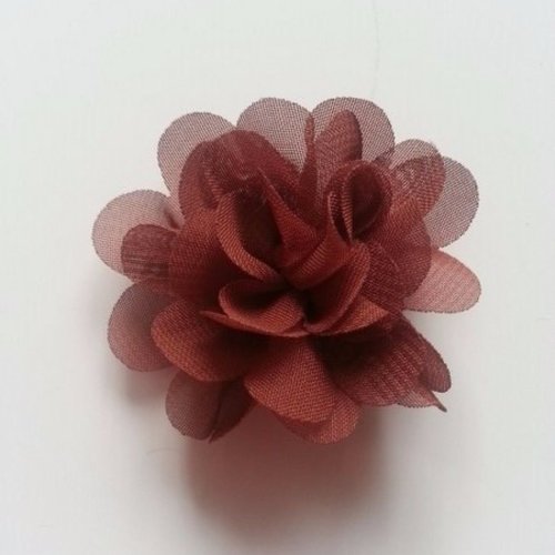 Fleur en tissu mousseline 50mm marron