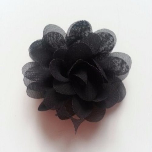 Fleur en tissu mousseline 50mm noir