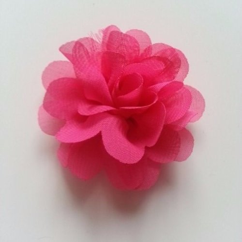 Fleur en tissu mousseline 50mm rose fuchsia