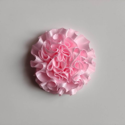 Fleur en ruban de satin  rose 50mm