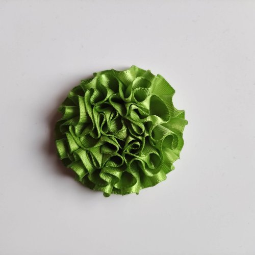 Fleur en ruban de satin  vert   50mm