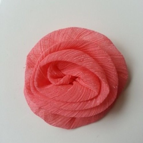 Rosette  en tissu  55mm saumon