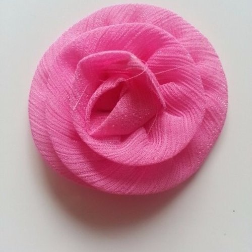 Rosette  en tissu  55mm rose fuchsia