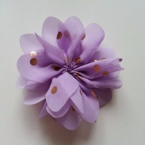 Fleur  à pois doré    mauve 80mm