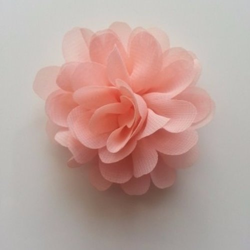 Fleur en tissu mousseline de 60mm pêche
