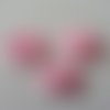 Lot de 3 appliques ruban fleur avec centre 35mm rose