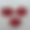 Lot de 3 appliques ruban fleur avec centre 35mm bordeaux