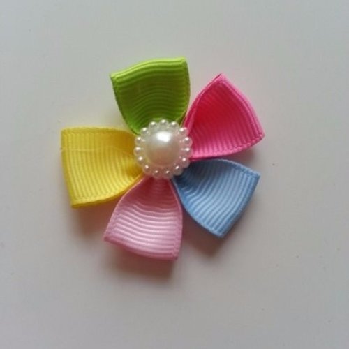 Fleur en ruban multicolore 40mm