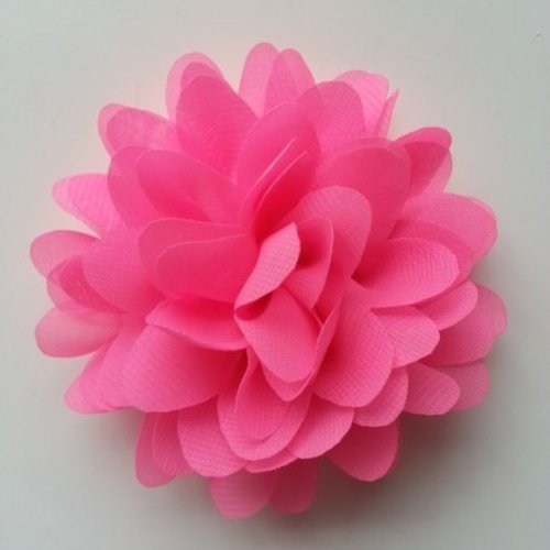 Fleur en mousseline rose bonbon 10cm