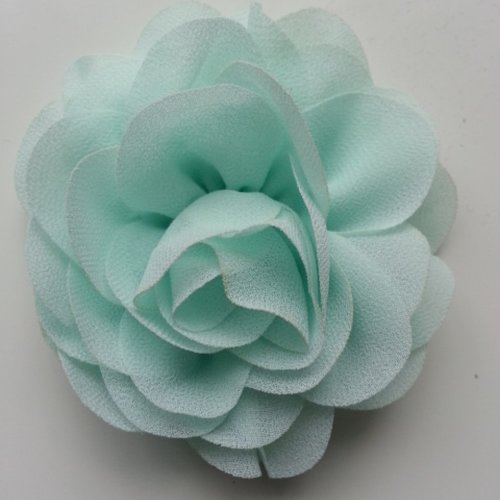 Fleur de pavot  en mousseline vert pastel 80mm
