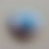 Rosette satin blanche et bleu 55mm