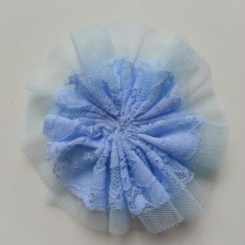 Applique tulle et dentelle 80mm bleu ciel