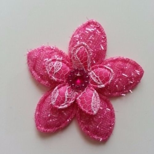 Applique fleur rose fuchsia 60mm