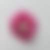 Fleur tissu trio de perle et strass 50mm rose fuchsia