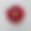 Fleur tissu trio de perle et strass 50mm rouge