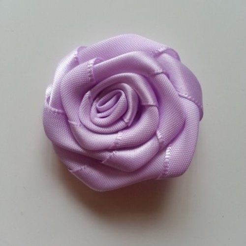 Tête de fleur satin plate 50mm mauve