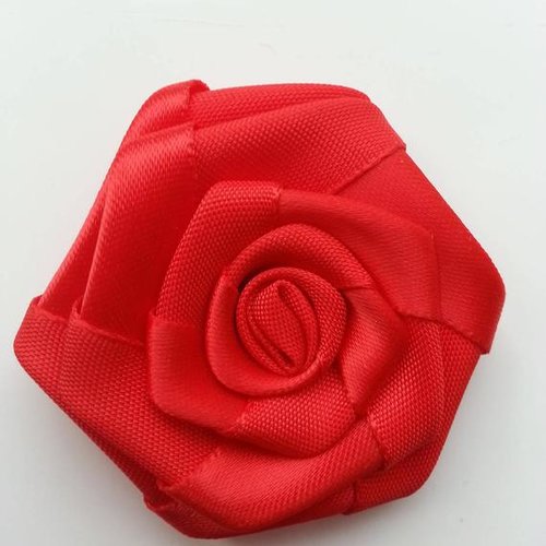 Tête de fleur satin plate 50mm rouge