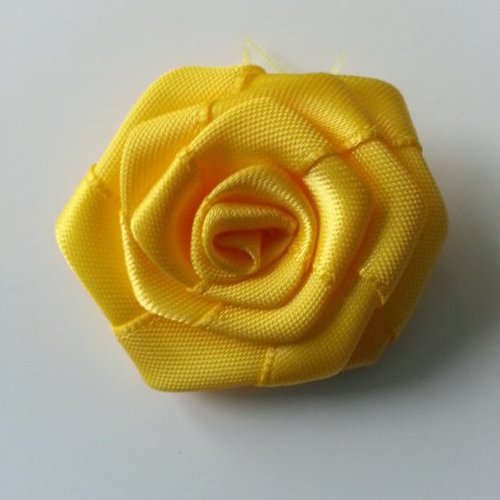 Tête de fleur satin plate 50mm jaune