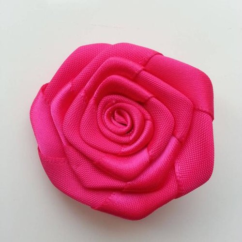 Tête de fleur satin plate 50mm rose fuchsia