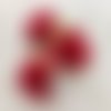 Lot de 3 fleurs artificielles en tissu rouge et pistils blanc