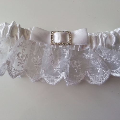Jarretière mariage à décorer satin et dentelle blanche